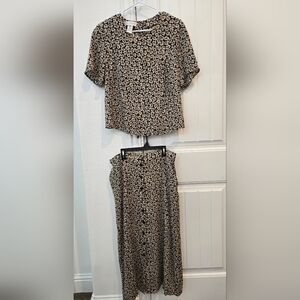 Rena‎ Rowan Black and Cream Midi Pencil Skirt Set